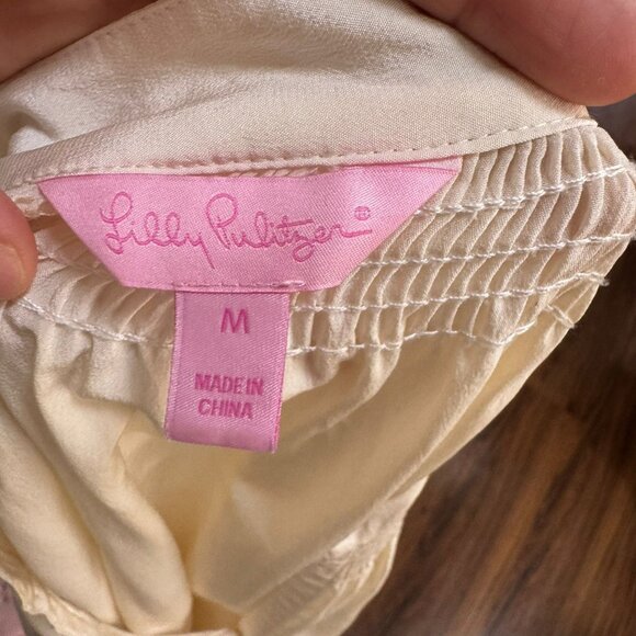 Lilly Pulitzer Elsa Blouse White Large 100% Silk - Picture 5 of 8